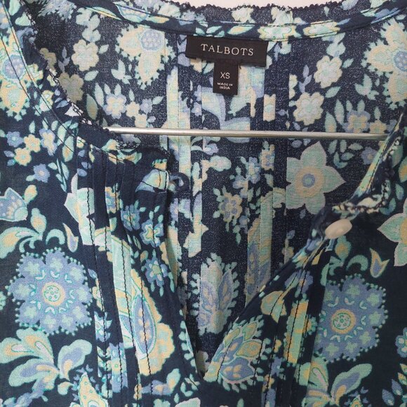 Talbots Paisley Floral Sleeveless Shirt Top Blouse Women’s,  Size XS - Picture 2 of 5